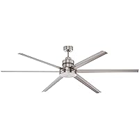 Craftmade Outdoor Ceiling Fan with Remote MND72BNK6 Mondo 72 Inch Large Metal 6 Blade Industrial Fan for Patio, Aluminum