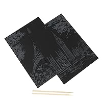 4 Pcs DIY Scratch Painting Black Scratch Painting Scratch Paper Crafts Black Scratch Paper Colored Paper for Kids Arts and Crafts for Kids Child Colorful Birthday Present Bamboo