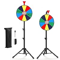 16 inches Spinning Prize Wheel, 10 Slots Floor Spinner - Tabletop Heavy Duty Adjustable Height Roulette Wheel for Carnival, Trade Show, Win Fortune Spin Games