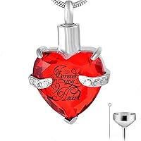 Heart Urn Necklace for Ashes Forever in My Heart Cremation Jewelry Memorial Ashes Keepsake Pendant Birthstone Jewelry