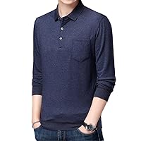 Long Sleeve Business Polo Tee Shirt Men Casual Pocket Solid Polos Shirts Mens Slim Fit Tops
