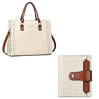 BOSTANTEN Women Leather Handbags Satchel Purses Satchel Shoulder Bag Bundle with Women Leather Wallet RFID Blocking Small Bifold Wallet with ID Window