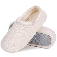 HomeTop Women's Fuzzy Curly Fur Memory Foam Loafer Slippers with Polar Fleece Lining