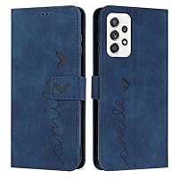 IVY A32 4G Case Wallet, [Smile Love][Kickstand Flip][Lanyard Shoulder Strap][PU Leather] - Wallet Case for Samsung Galaxy A32 4G Devices - Blue