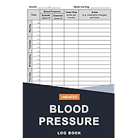 Blood Pressure Log Book for Daily Tracking: Simple Undated Blood Pressure Journal to Record and Monitor at Home