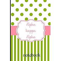ALPHA KAPPA ALPHA NOTEBOOK. SORORITY COLORS OF APPLE GREEN AND SALAMON PINK. GLOSSY COVER. SIZE 6X9 IN INCHES. 100 COLLEGE RULED PAGES: NOTEBOOK FOR ... GIFTS FOR WOMEN. IDEAL FOR BACK TO SCHOOL.