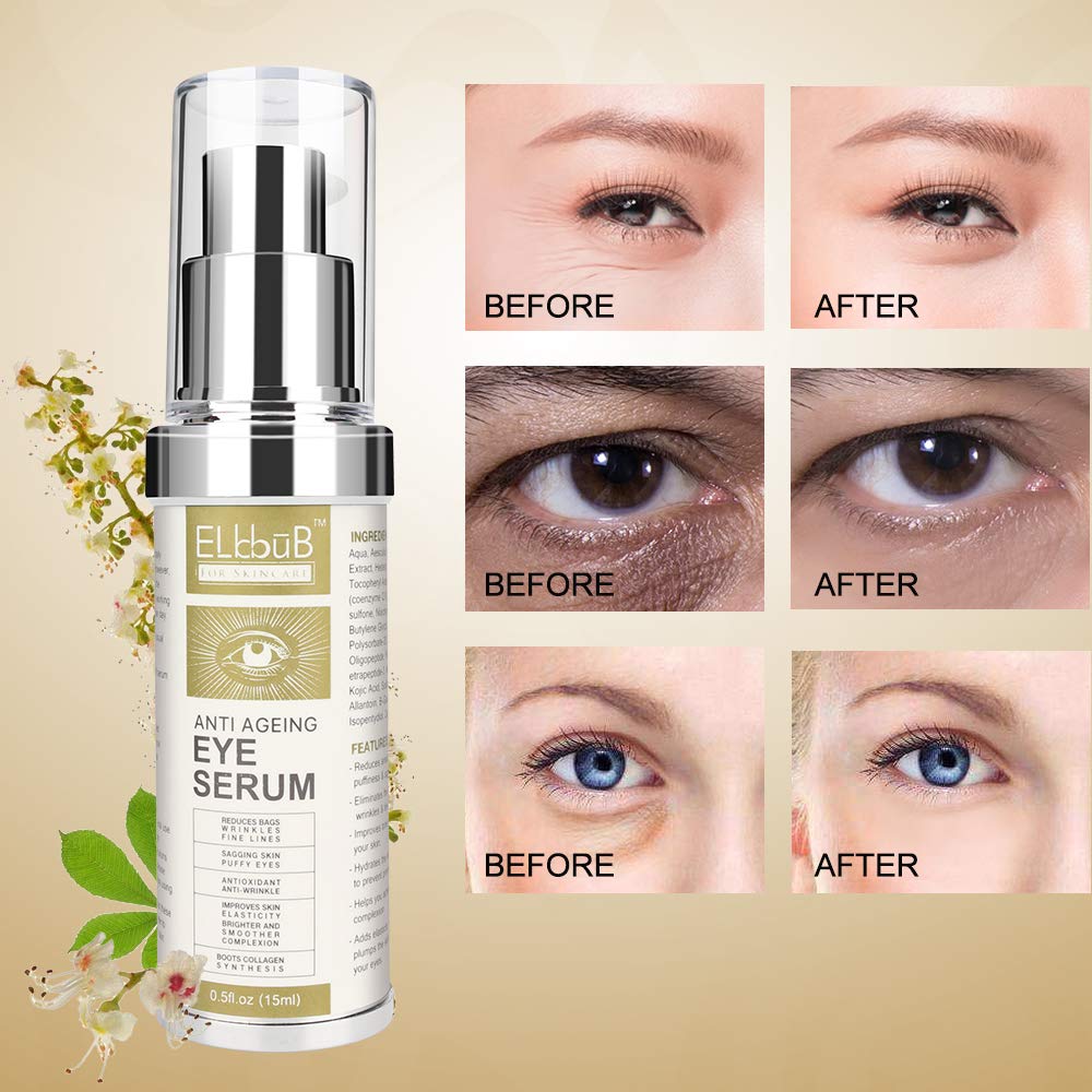 Anti Ageing Eye Cream - Anti Wrinkle Eye Serum for Puffy Eyes, Dark Circles, Eye Bags, Crows Feet, Wrinkles,Reduces Wrinkles Saggy Skin Puffy Eyes