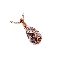Amethyst Gemstone Necklace, Tree of Life Jewelry, Gemstone Necklace Jewelry, Copper Wire Wrap Jewelry