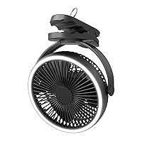 USB Ceiling Fan Mini Portable Electric Fan USB Rechargeable Camping Ceiling Clip Fan Led Table Lamp Air Cooling Bench Rador Suitable for Outdoor Activities (Color : Black, Size: 8.5 x 3.5 x 10.0 inches (21.6 x 9 x 25.3 cm)
