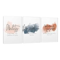 3 Piece Inspirational Canvas Wall Art, Quotes Motivational Mindset Print Pictures for Office Wall Decor, Triptych Entrepreneur Poster Framed Artwork for Women Men Home Decor Ready to Hang 12”x24”x3Pcs