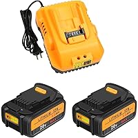 Lenoya 2Packs Battery Replacement for Dewalt 20V Battery 6000mAh & 12v/20v Charger DCB112 Combo