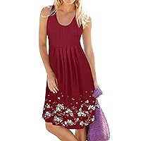 Sundresses for Women Trendy 2024 Summer Casual Sleeveless Printed Loose Tank Top Dress