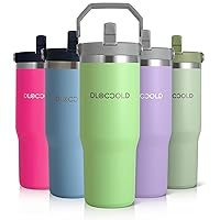 DLOCCOLD 30 oz Stainless Steel Tumbler with Flip Straw & Handle, Insulated Double Walled Water Bottle for Home, Office, Car, Leak Proof, Reusable Cup 2-in-1 Straw & Sip Lid Women Men