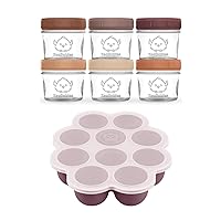 KeaBabies 6-Pack Baby Food Glass Containers and Silicone Baby Food Freezer Tray with Clip-on Lid - 4 oz Leak-Proof, Microwavable, Baby Food Storage Container - Baby Food Silicone Freezer Molds