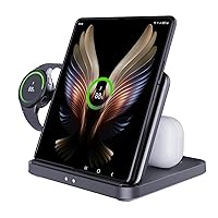 for Samsung Z Fold 5 Wireless Charger Station, 3 in 1 Foldable Fast Charging Stand Dock for Galaxy Z Fold 4/3, Z Flip 5/4/3, S23/S22, Note20/10 Ultra, Watch 6/5/Pro/4/3, Earbuds 2/2 Pro/Live