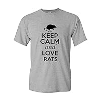 Keep Calm and Love Rats Rodents Novelty Statement Unisex Adult T-Shirt Tee