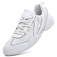 DADAWEN Cheer Shoes for Youth Girls Women White Cheerleading Dancing Shoes Athletic Training Tennis Walking Breathable Competition Cheer Sneakers