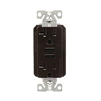 3.6A USB Type A Charger with TR Duplex Receptacle 20A/125V, Brown