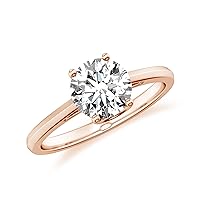 Natural Diamond Solitaire Ring for Women Girls in 14K Solid Gold/Platinum