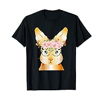 Cute Bunny Face Leopard Sunglasses Flowers Girls Easter Day T-Shirt