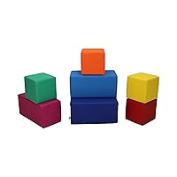 FDP SoftScape Stack-and-Play Building Block Set, Soft Foam Indoor Playset for Toddlers and Kids; Playtime Early Learning at Home, Daycare, Preschool (7-Piece) - Multicolor, 14116-110