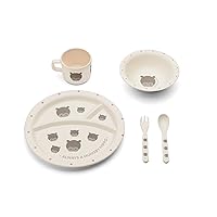 Bamboo Kids' Dinner Set, 2.75 x 11 x 10.25 inches, Off-White