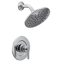 Moen T3002EP Gibson Modern Chrome Shower Trim with 8-inch Rainshower, Valve Required, Brass Material, Tubular Spout and Handles, Exceptional Water Coverage, Plumbing, Future