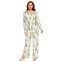 ALAZA Women's Cute Ants and Slices Of Juicy Watermelon Two Piece Pajamas Set