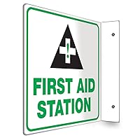 Accuform PSP723 Plastic Projection Sign 90D, First AID Station