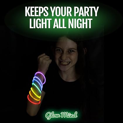 100 Ultra Bright Glow Sticks Bulk - Glow in The Dark Party Supplies Pack - 8