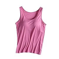 Summer Basic Tank Tops Women Built in Bras Comfy Modal Loungewear T-Shirts Casual Sleeveless Workout Yoga Shirts
