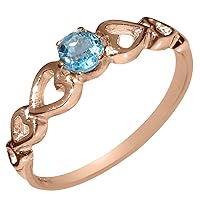 10k Rose Gold Natural Blue Topaz Womens Solitaire Ring - Sizes 4 to 12 Available