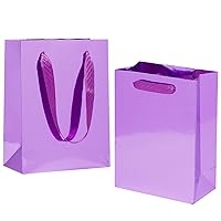 UnicoPak 30 Pcs Shiny Purple Gift Bags Small Size 6x3.2x8 Inch, Glossy Finish Surface Paper Gift Bags with Handles, Small Goodie Bags Party Favor Bags Candy Bags for Birthday, Party, Wedding, Bridal