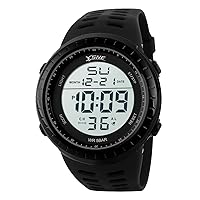 SNE Men's Digital Big Face Waterproof Electronic LED Sport Wrist Watch Black SK1167