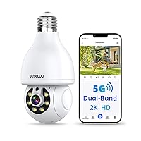 WESECUU Light Bulb Security Camera, 2.4G/5G WiFi Security Cameras Wireless Outdoor Indoor for Home Security, 2-Way Talk, Human Detection, Color Night Vision, Compatible with Alexa