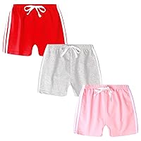 Toddler Boys Girls Shorts 3 Pack Kids Active Running Athletic Shorts Summer Sport Jogger Short Pants with Stripe