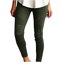 Women Skinny Moto Jegging Jeans Denim Slim Fit Mid Rise Stretch Pencil Pants Casual Fashion Comfy Pull-On Ankle Pants
