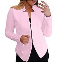 Womens Zip Up Blazers Long Sleeve Open Front Suit Coat Sexy Casual Cropped Blazer Jacket Solid Cardigan Tops
