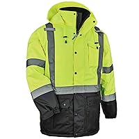 High Visibility Reflective Winter Safety Jacket, Insulated Parka, ANSI Compliant, Ergodyne GloWear 8384,Lime,Medium
