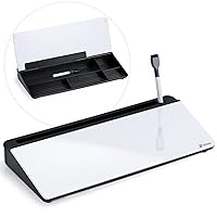 Desktop Dry Erase Whiteboard Glass Board Black and White,Desktop White Board to-do List Memo Notepad for Home Office and School Accessories Supplies with Storage Caddy