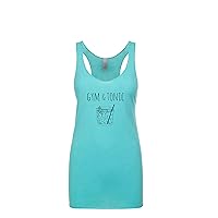 Gym & Tonic, Women's Graphic Racerback Tank Top, Gift for Her, Yoga Tee, Shirts With Sayings, Heather Gray, Tahiti, or Envy (L, Tahiti)