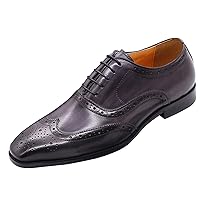 Men's Oxfords Dress Formal Leather Wingtips Derby Tuxedo Wedding Casual Shoes for Men