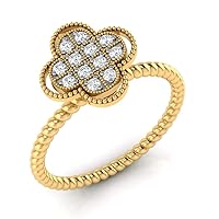 Women's 14K White Yellow Gold 0.10 Carat Real Diamond Engagement Ring (0.25 Carat, Hi Color, Si1I1 Clarity)
