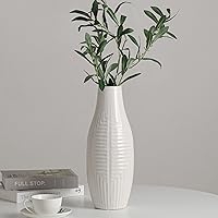 White Ceramic Vase for Home Decor Flower Vase for Centerpieces, Modern Decor Vases for Living Room/Bookshelf/Mantel/Home Decor Accents -13.8