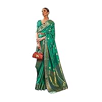 Green Wedding wear Indian Women Kanjivaram Sona Chand Silk Saree Blouse Designer Sari 1826