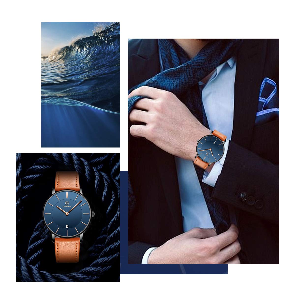 BEN NEVIS Uhren,Herren Uhr Flache Analog Quarz Datumsanzeiger Klassisch Mode Wasserdicht Armbanduhr mit Leder Armband