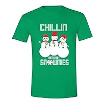 Men's Chillin with My Snowmies Ugly Christmas Crewneck Short Sleeve T-Shirt
