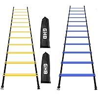 Pro Agility Ladder 2 Pack Agility Training Ladder Speed 12 Rung 20ft with Carrying Bag (Yellow and Blue)