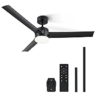 CO-Z 52 Inch Ceiling Fan with Lighting and Remote Control, 2-in-1 Fan, LED Ceiling Light, ABS with Timer for Indoor and Covered Outdoor Use