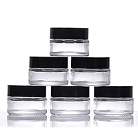 6 Pack 20ml Glass Cosmetic Jars,Empty Refillable Jars with Screw On Lids and White Liners,Cosmetic Containers Travel Cream Pots for Cosmetics,Powder,Lotion,Creams and Essential Oils